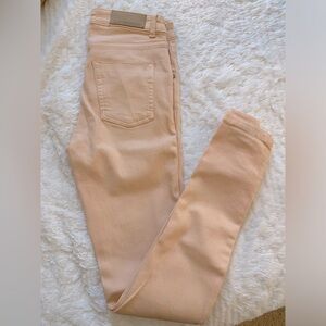 victoria beckham skinny jeans in peach/pink